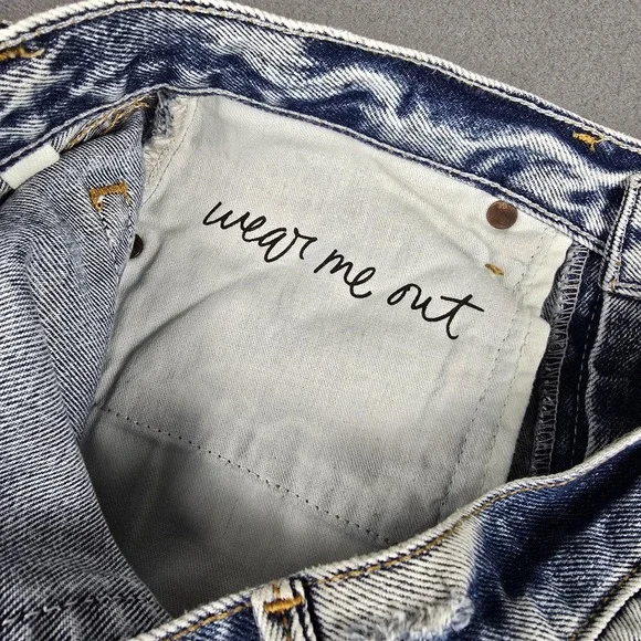 Grlfrnd Helena Jeans Womens 25 Blue Acid Wash High Rise Straight Distressed - Picture 10 of 13